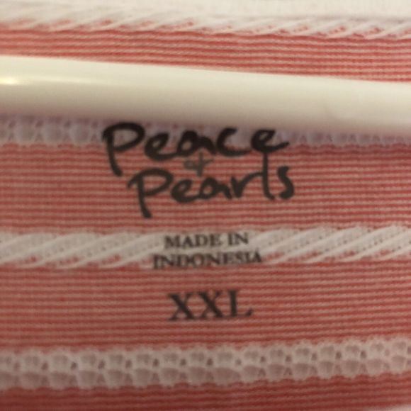 Peace and Pearls Shirt Womens Size XXL Pink And White Striped Excellent Cond - Picture 2 of 3